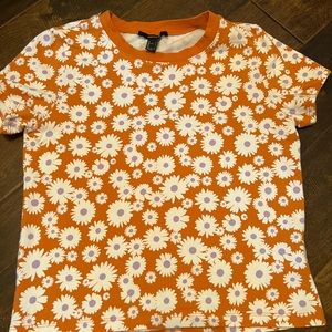 Forever 21 Orange Floral Shirt